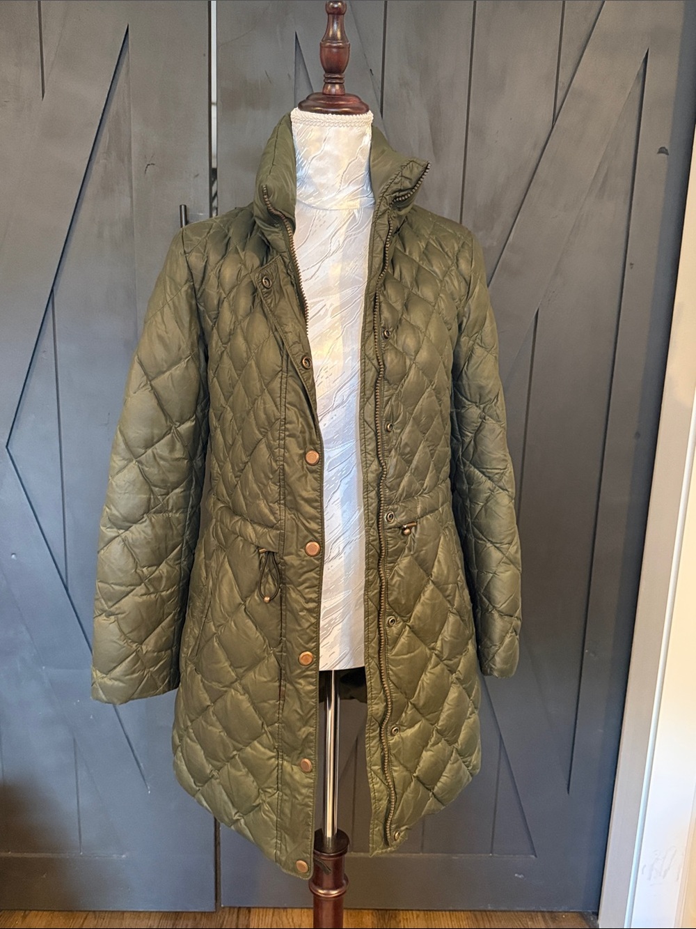 Marc New York Quilted Olive Green Women's Mid-Length Coat